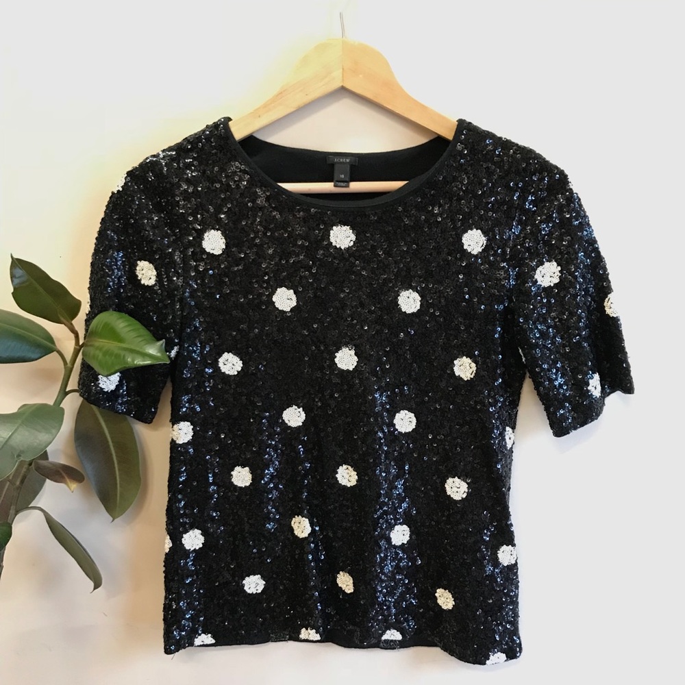 J. crew Polka Dot Sequin Top